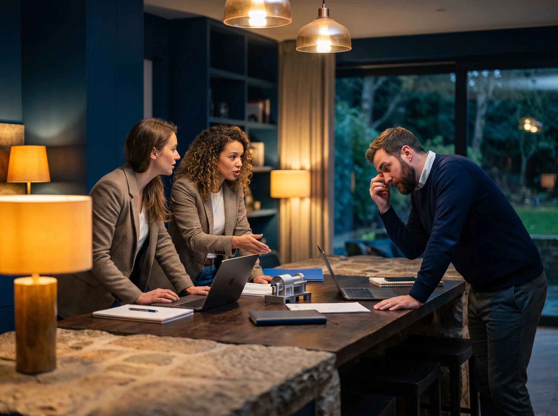 Four founders collaborating on a new product idea